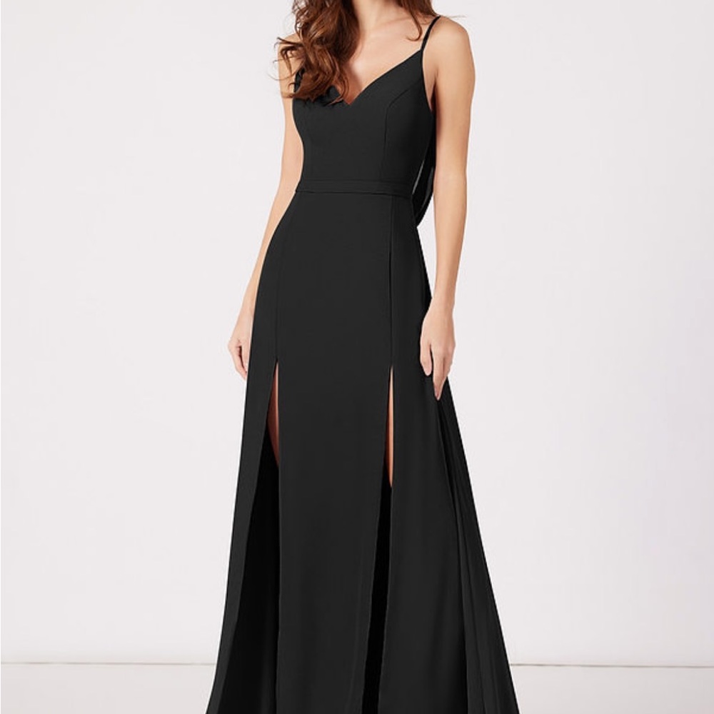 NWT Azazie Candice Black Bridesmaids Dress with Slits - Size 14 - Picture 6 of 13